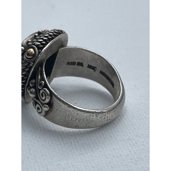 Vintage 18k Gold Sterling Silver Smokey Quartz Ring - Size 9.5 - Picture 6 of 7